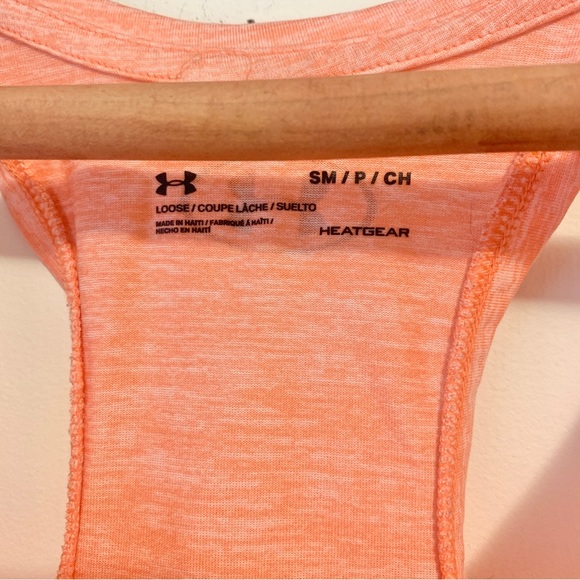 Under Armour Heatgear Racer Back Workout Tank Top Coral Pink Women Sz Small - Picture 4 of 5